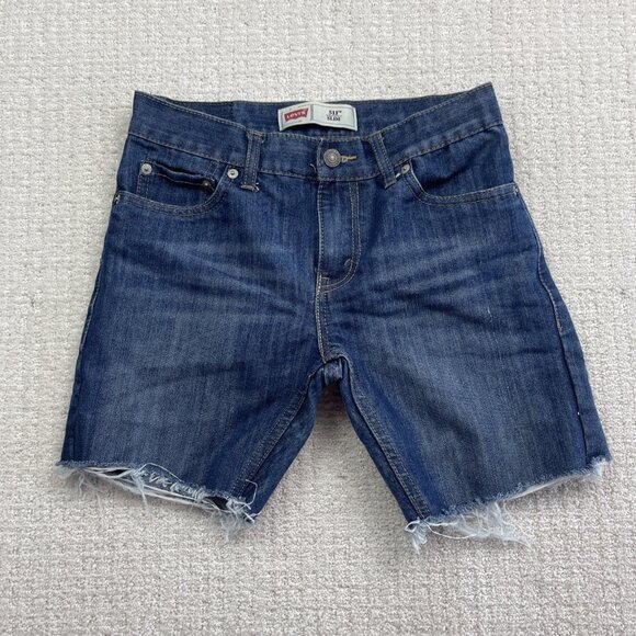 Levis 511 Slim Shorts Regular Men / Boy 27 Blue Distressed Denim Cut Off Raw Hem - Picture 1 of 12